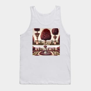 French chateau and formal garden in green and maroon Tank Top